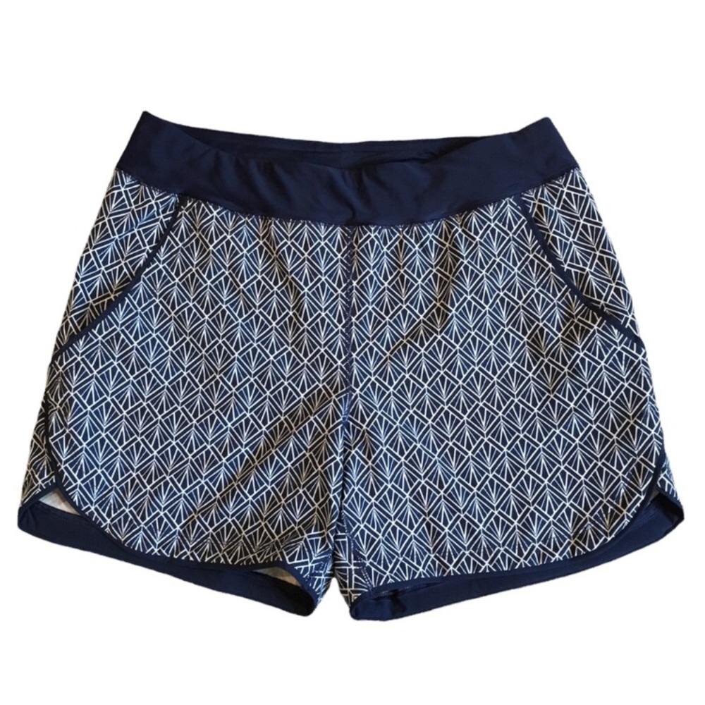 Land’s End Athletic Swim Shorts Size 12 Navy Blue and White